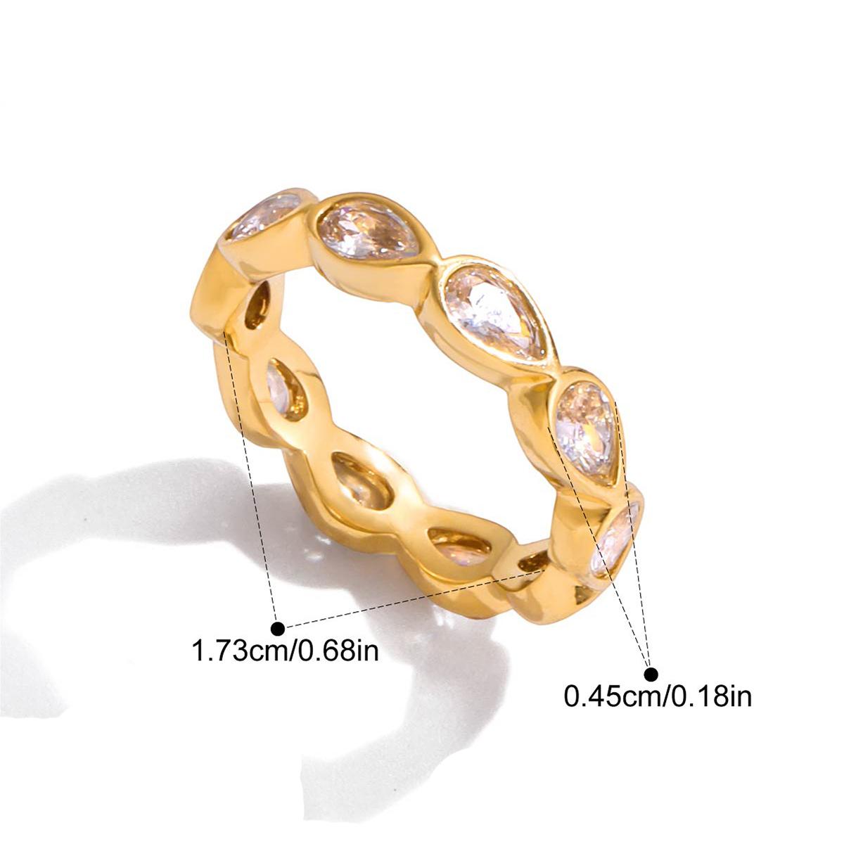 

Yori Smooth Stainless Steel Zirconia Round Square Golden PVD Ring for Women Delicate Trendy Finger Jewelry Accessories Gift 6