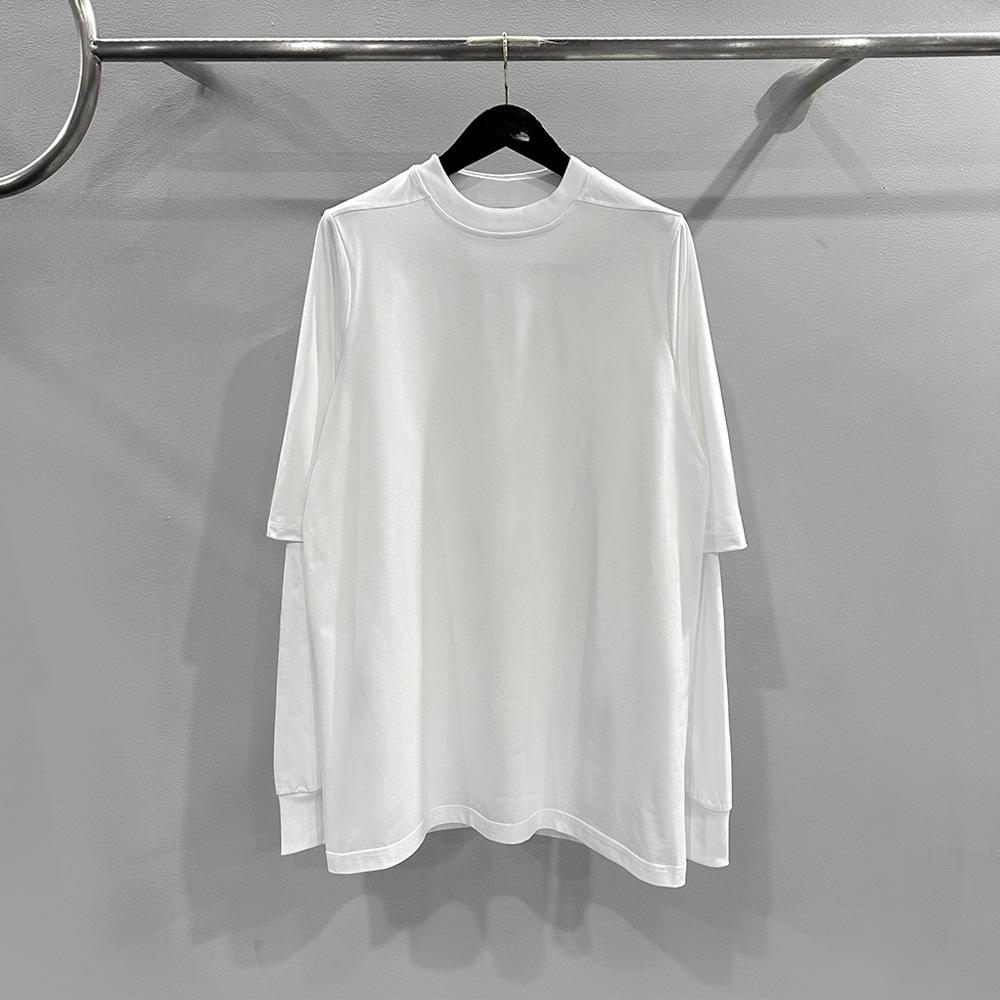 SUBHUMAN Men's 2024 Spring/Summer Two-Piece Knitted Double-Layer Solid Loose Long Sleeve T-Shirt