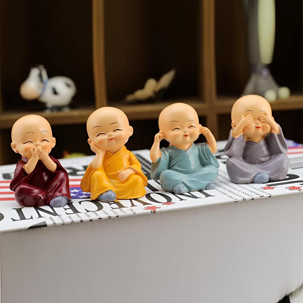 Polyresin Home Decoration Showpiece, Miniature Buddha Monk Figurines Showpiece