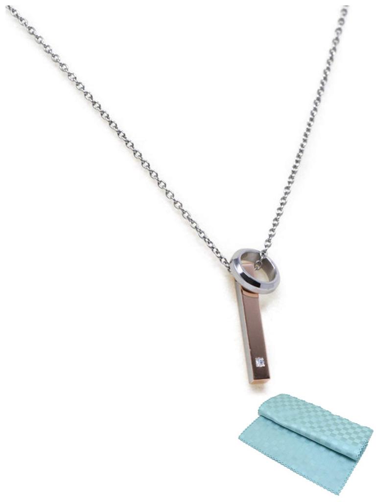 Fe-fe×phiten Fe-fe Titanium Necklace, Phiten Pink Gold, Women's, Size 46, Diamond, Set of 2 (Necklace and Kotobuki Jewelry Polishing Cloth)