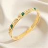 Fashionable Emerald Zircon Color Open Round Drop Rhombus Jewelry Bracelet