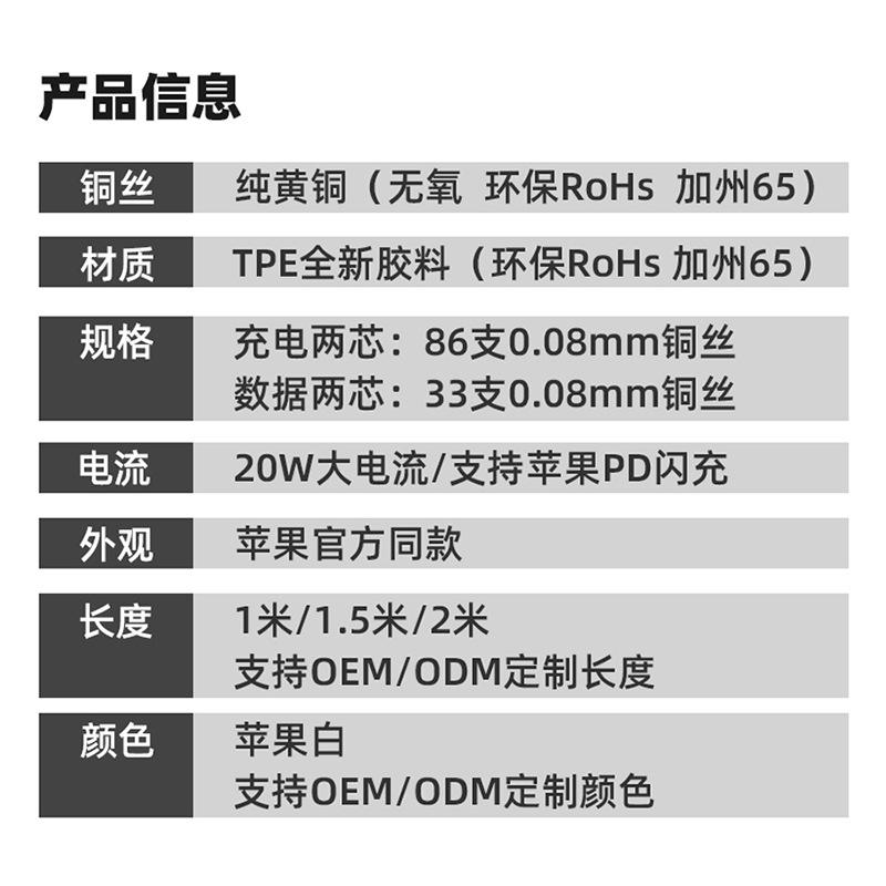 

Кабель для передачи данных PD для быстрой зарядки, 20 Вт, 27 Вт, подходит для флэш-зарядки Apple iPhone14 мощностью 30 Вт, тип зарядки