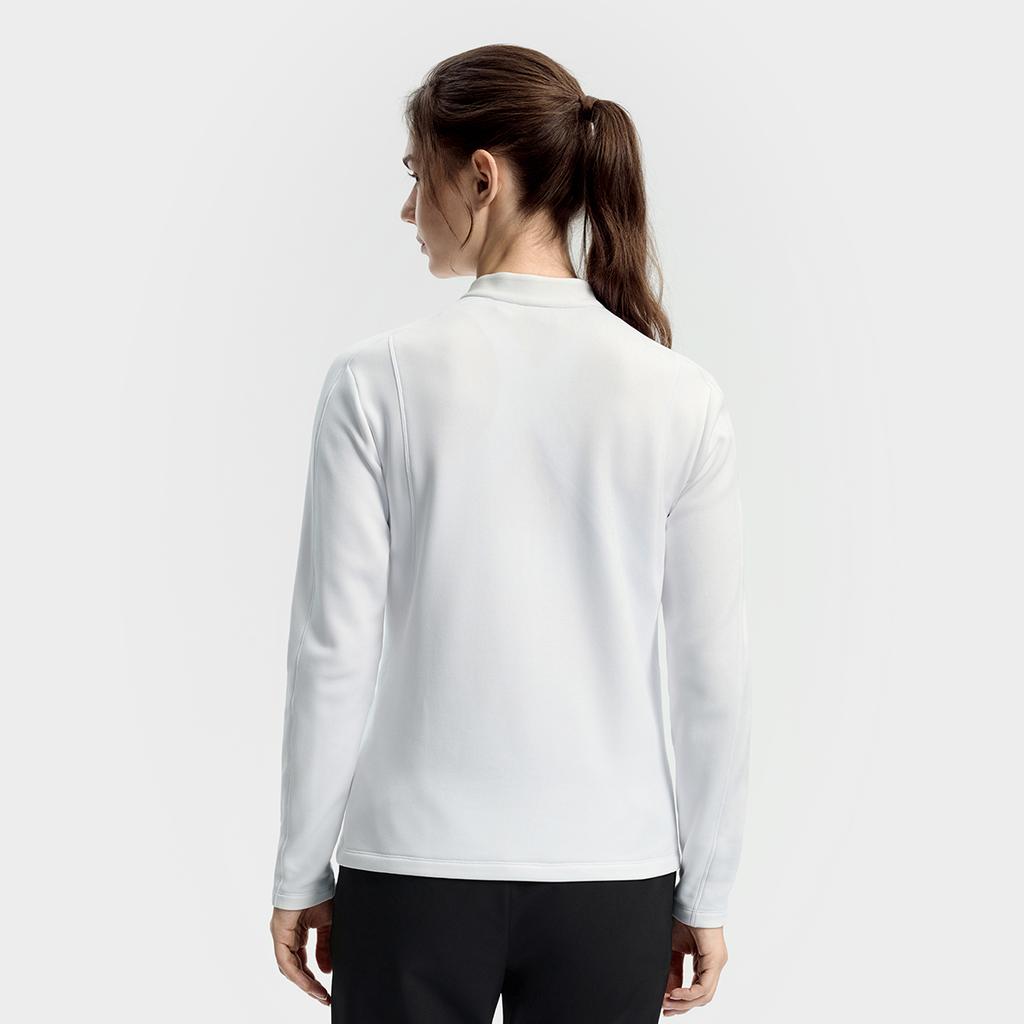 Fila Ski Series Fleece Warm Fashion Slim Simple Casual Sports Long Sleeve T-Shirt Women Tops Jade-White A11W546204FWT