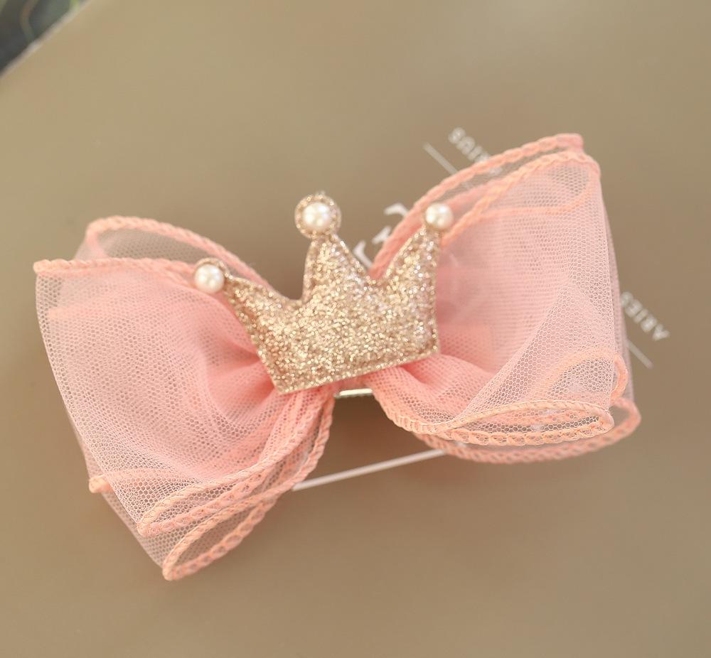 3D Bow Mesh Hair Clip & Crown Headband for Girls