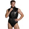 Herren Wasserdichter Reißverschluss vorne Gepolsterter Body Stehkragen Ärmelloser Body mit Elastischem Gürtel für die Nachsorge