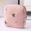 Cute Large Capacity Corduroy Travel Storage Bag Durable Cartoon Travel Wash Handbag Dustproof Corduroy Makeup Bag Home