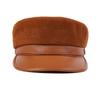 Korean Style Unisex Lambskin Flat Top Hat - Genuine Leather, Trendy, Youth Student Design, Casual, Face-Slimming Look
