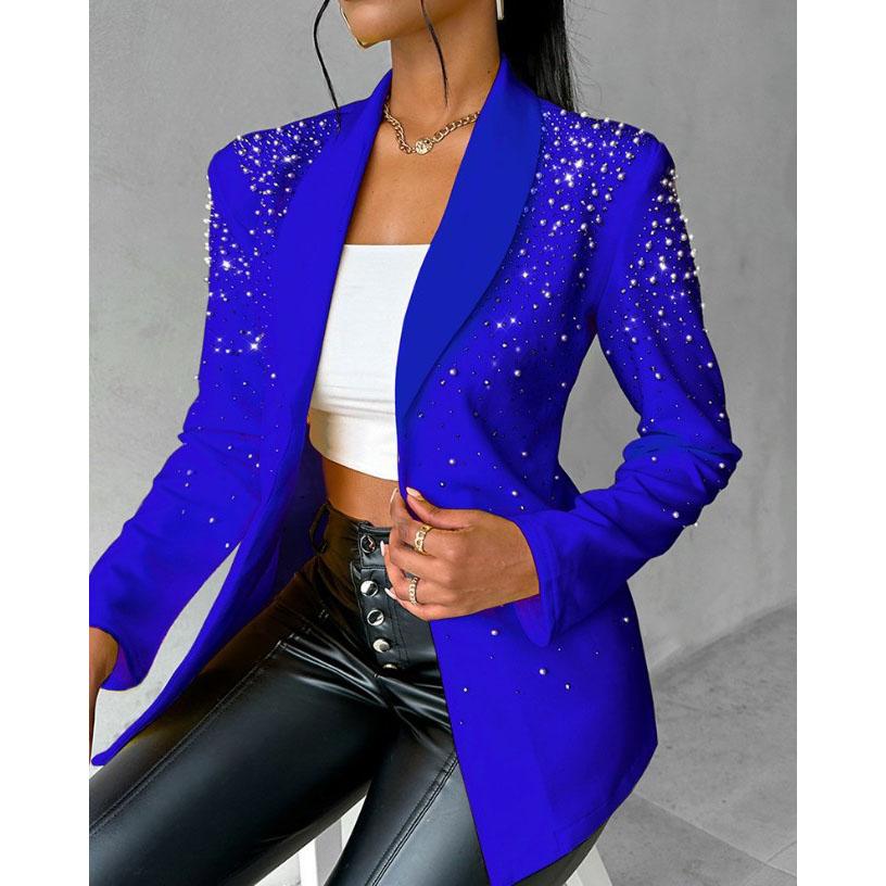 

Блейзеры для женщин Женская одежда Уличная мода Осенняя мода Универсальный Повседневный Длинные рукава Y2k Маленький костюм Женская одежда XS синий