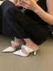 Women's Satin Pointed Toe Bowknot Summer French Style Vintage Style Slippers - Perfect for Daily Wear