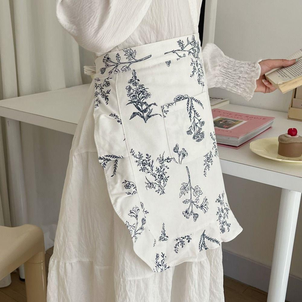 Koreanischer Stil Blumenspitzen-Schürze Blumendruck Schmutzabweisende Schürze Atmungsaktive Arbeits-Schürze Café