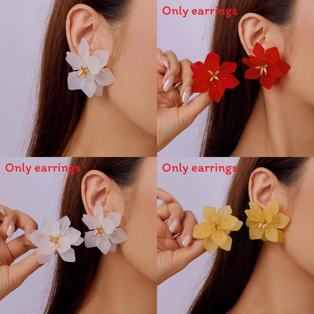 Womens Acrylic Floral Earrings Handmade Geometric Plant Flower Accessories