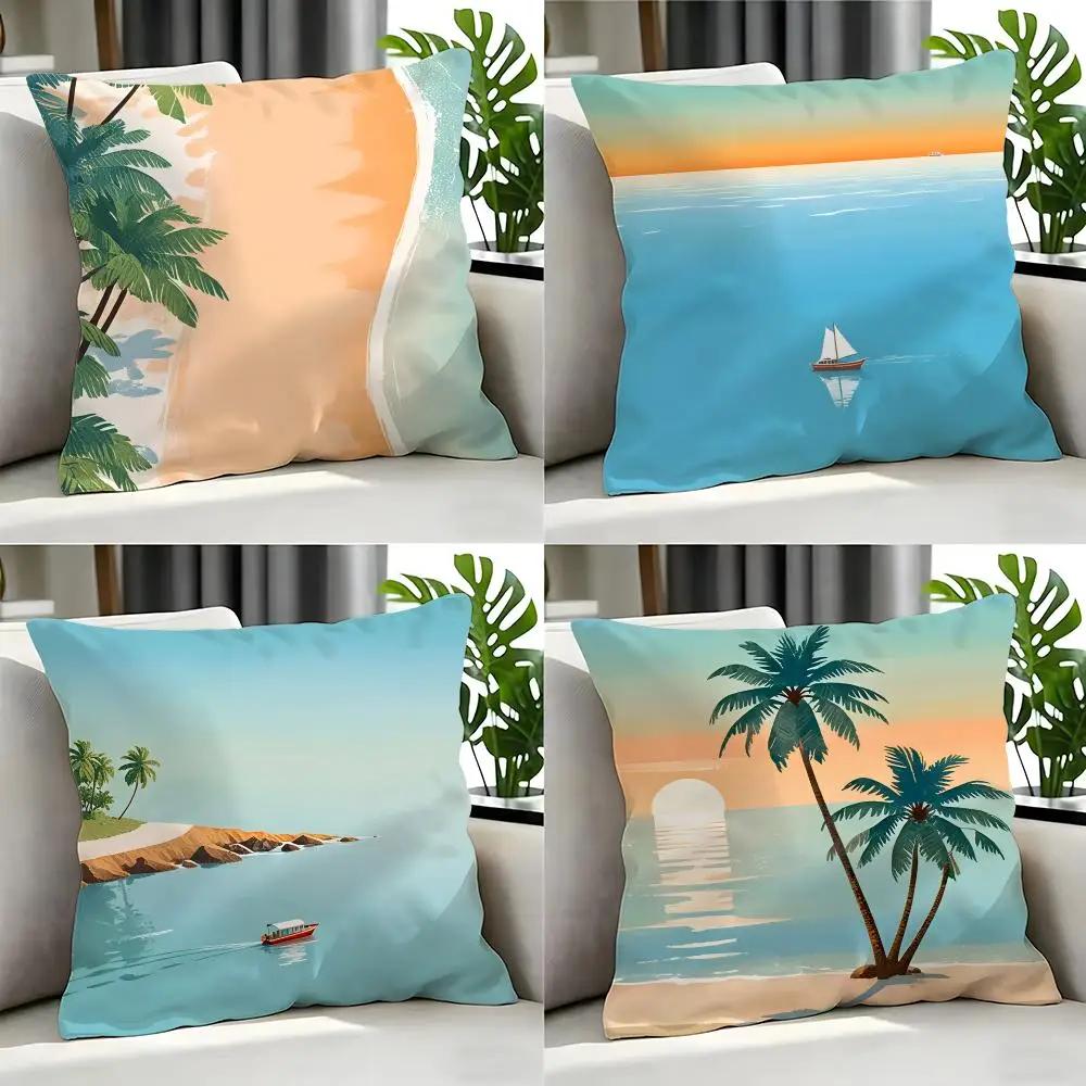 Art SSummer Beach Arting Cushion Cover Cushion Cover Set Pcs X X X Pillowcase Decorative Sofa Home Decor
