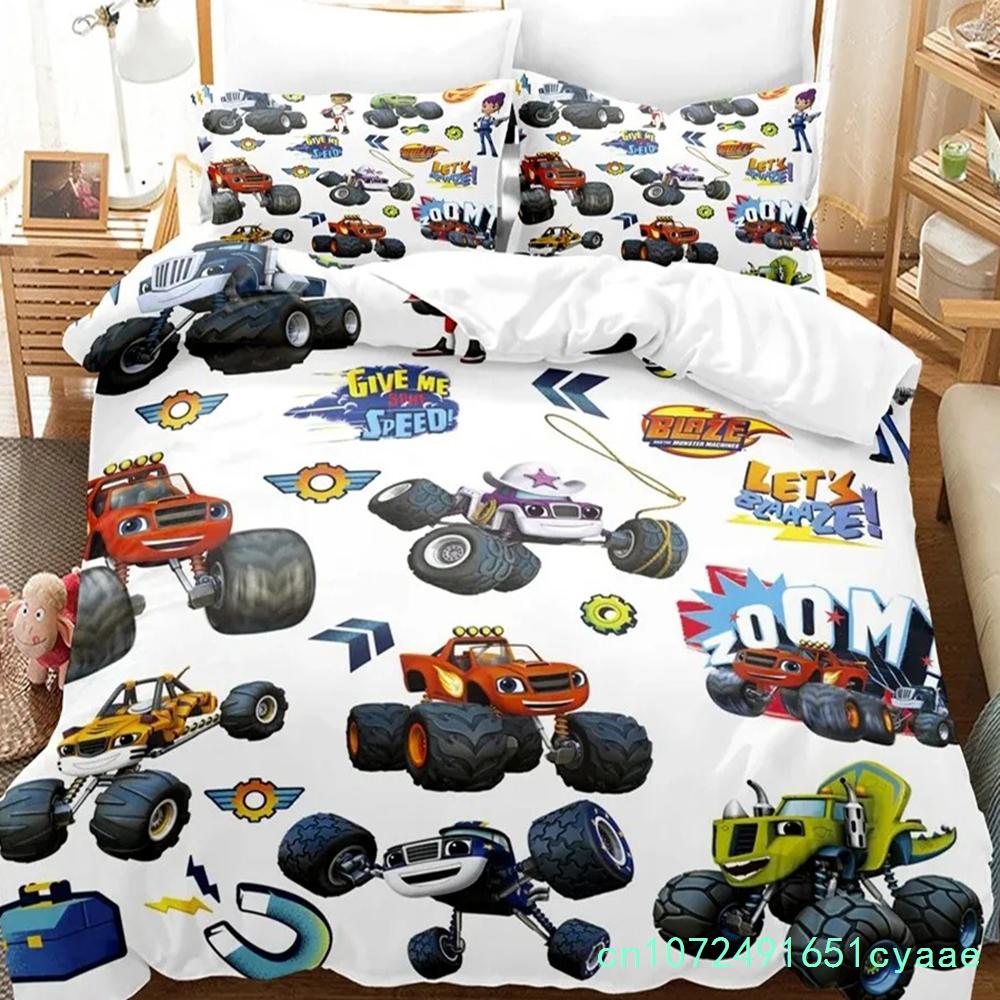 3D Print Blaze N Monster Machines Bedding Set Cartoon Duvet Cover Double Twin Full Queen King Adult Boys Bedclothes Quilt Cover