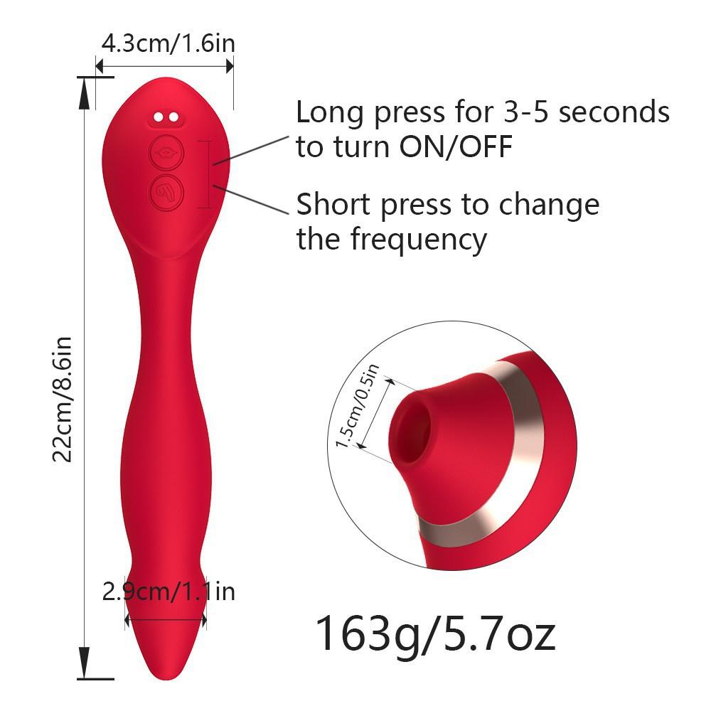 Female Double Orgasm Sucking Vibrator G Spot Clitoris Stimulator with Imitates Finger Touching Stimulation Sucker Oral Clitoris Stimulator Erotic