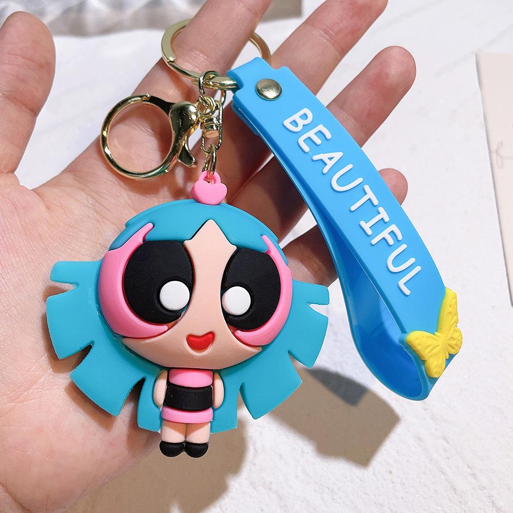 Mignon Anime Les Supers Nanas Série Porte-clés Kawaii Dessin Animé Rôle Créativité Sac à Dos Porte-clés Cadeau Filles