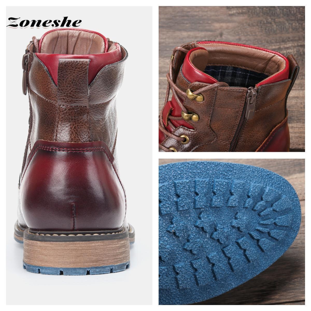 Винтажные мужские ботинки Модные и удобные мужские кожаные ботинки Мужская обувь больших — фото 11