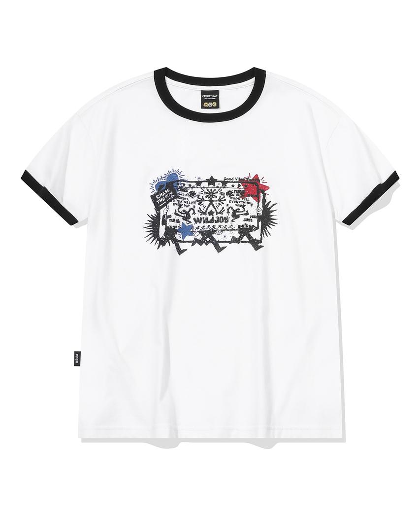 CPGN STUDIO Stamp Club Ringer Short Sleeve T-Shirt White