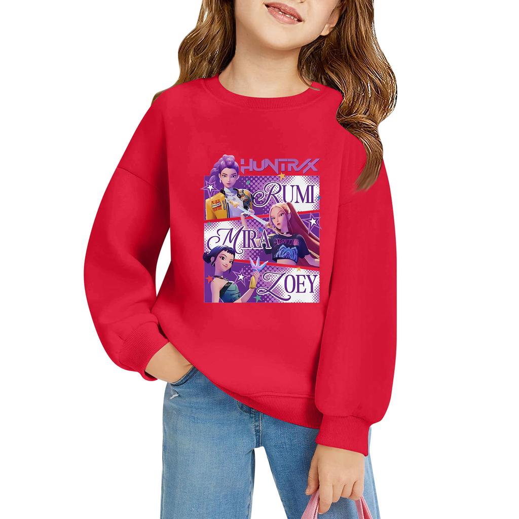 Kids' Long Sleeve Loose Pullover Letter Printed Round Neck Sweatshirt