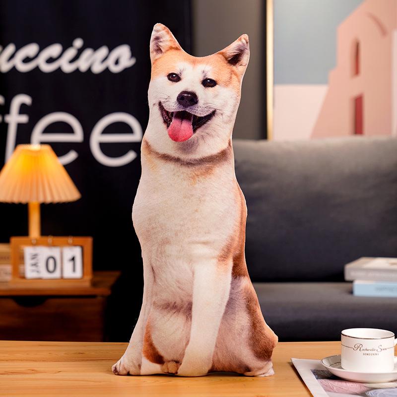 3D Simulation Hund Plüschtiere Kuschelkissen Lebensecht Shiba Inu Corgi Bulldogge Sofa Schlafzimmer Kissen Heimdeko Jungen Geburtstagsgeschenke 50cm