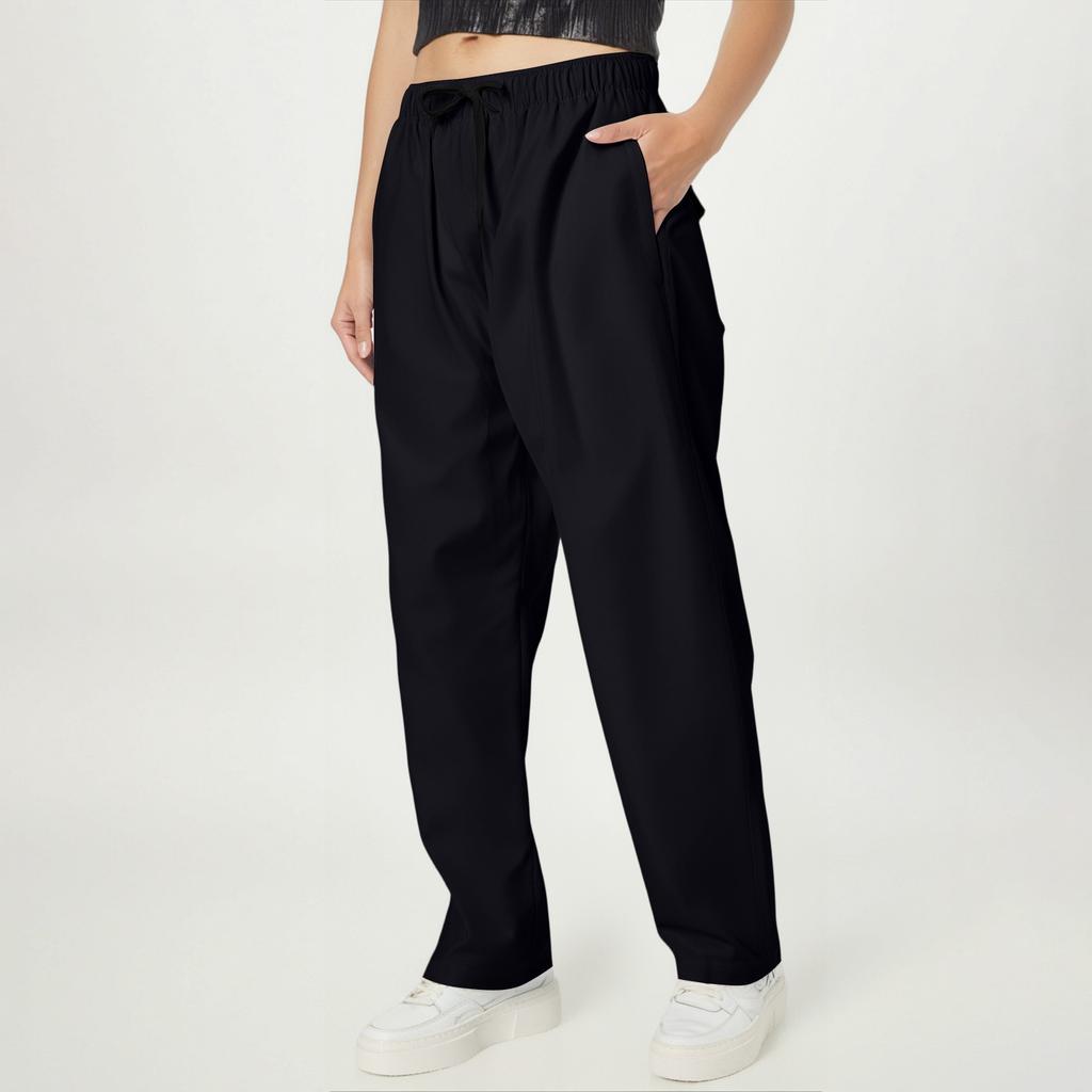 Modische Damen-Freizeithose mit Kordelzug, elastischem Bund, Taschen und Schutz