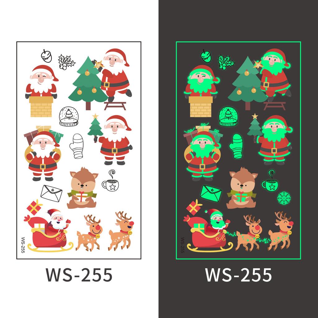 New Cross-border Christmas Luminous Tattoo Stickers Children's Cartoon Waterproof Sweat Party Holiday Green