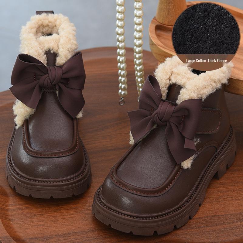 

Girls Fleece-Lined Leather Boots - 2025 Autumn/Winter Collection Size 36, 22.8cm