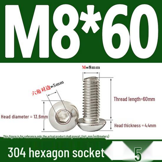 ISO7380 Stainless Steel Hex Drive Dome Head Screws - M2 to M16