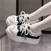 Student Cute Cat Head Muffin Thick Baseplate Shoes Woman, Spring and Autumn New Soft Leather Big Head Height Increase Woman