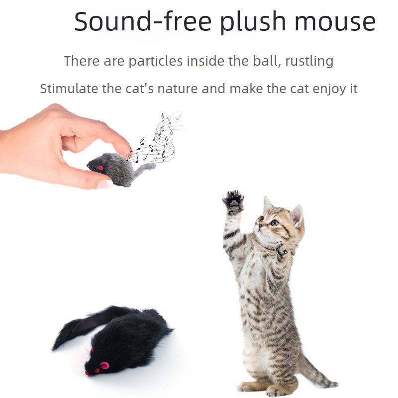 Large Rabbit Fur Mouse Simulation Plush Cat Toy with Sound