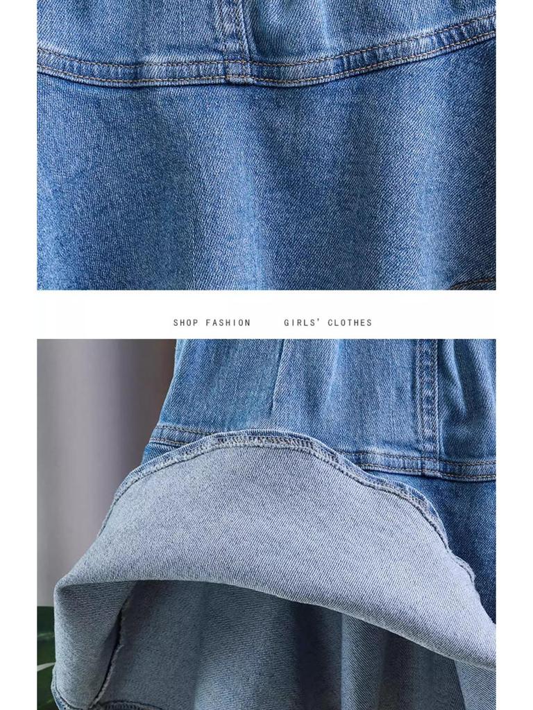 Dívčí džínová dortová sukně v korejském stylu - Jarní/letní módní krátká sukně/kalhoty