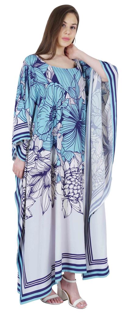Moomaya Long Kaftan Maxi Dress For Women  s Kimono Sleeves Beachwear Cover Up Plus Size