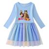 Korean Style Girls' Dress: Short Sleeve Summer & Long Sleeve Spring/Autumn Edition with Stars, Rainbow Sequins, and Mesh Pleated Princess Design.