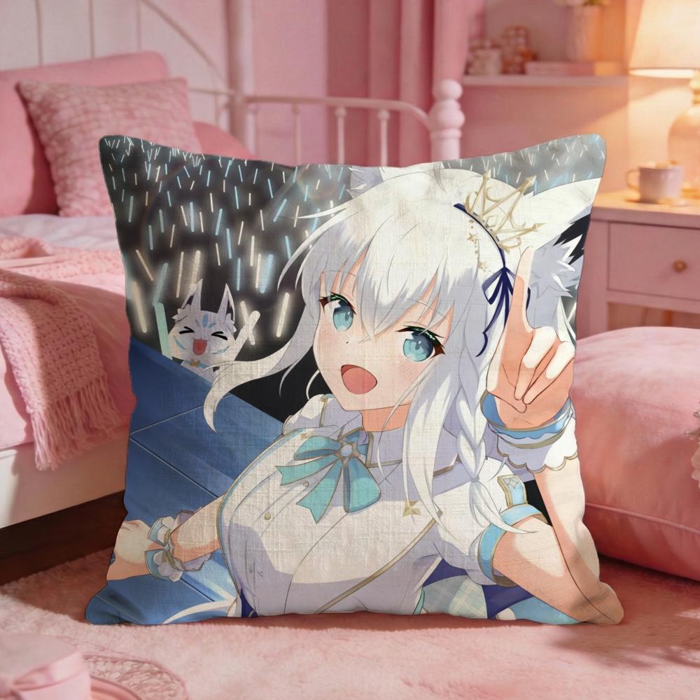 Cute SShirakami FFubuki Cushion Cover Premium Comfort Reversible Pillow Cove Two In One Design For Any Room Car Interior