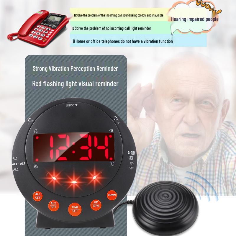 Multi-Function LED Digital Alarm Clock with Strong Vibration and Flashing Light Reminder