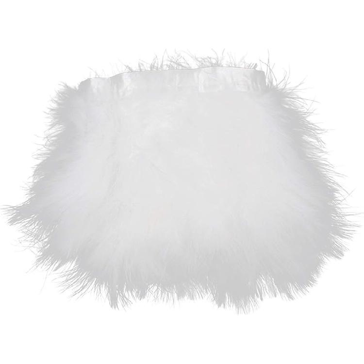 AWAYTR Turkey Marabou Hackle Fluffy Feather Fringe Trim Craft 6-8 Inches Width Pack of 2 Yards (Black)