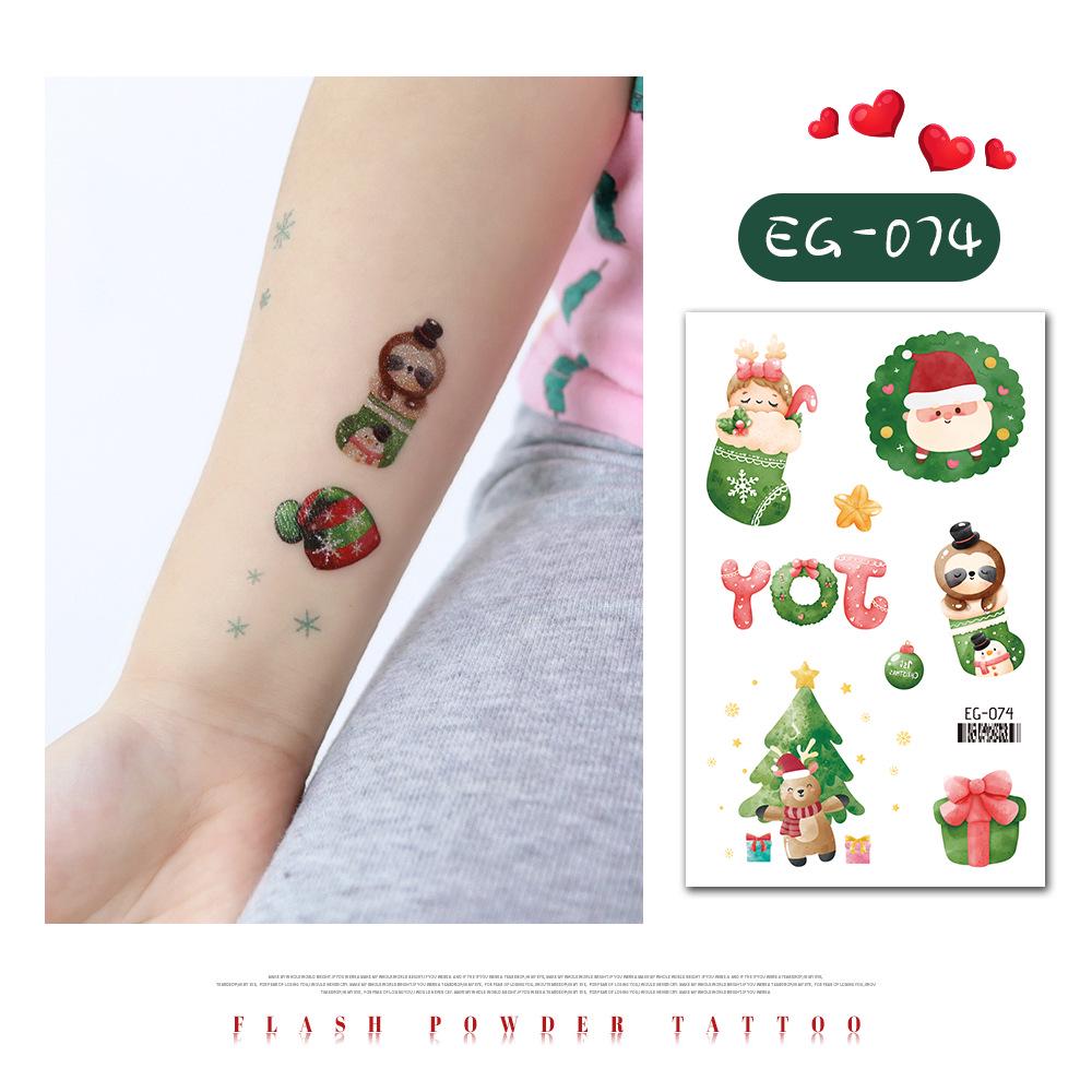 "Ruikalong Waterproof Christmas Snowflake Cartoon Glitter Tattoo Stickers for Kids"