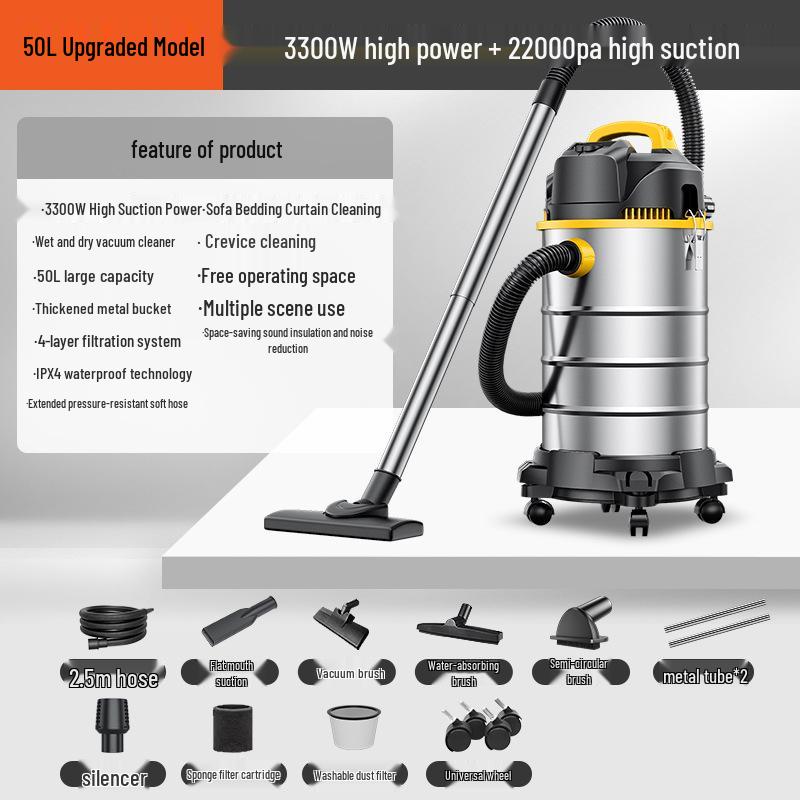 High-Suction Vacuum Cleaner for Home, Grout, and Car Cleaning
