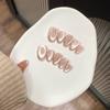 10Pcs Cat Eye Glass Bead Pearl Chain Press On Nails Short Oval Full Coverage Handmade Flashy Fake Nail Tips For Women Girls