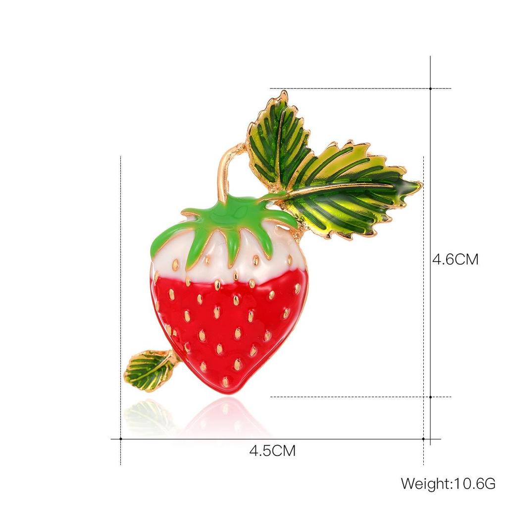 Exquisite Strawberry Brooch: Enamel and Rhinestone Fruit Pin Accessory