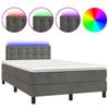 Vidaxl Letto Continentale Con Materasso E LED, Grigio Scuro, 120X190 Cm
