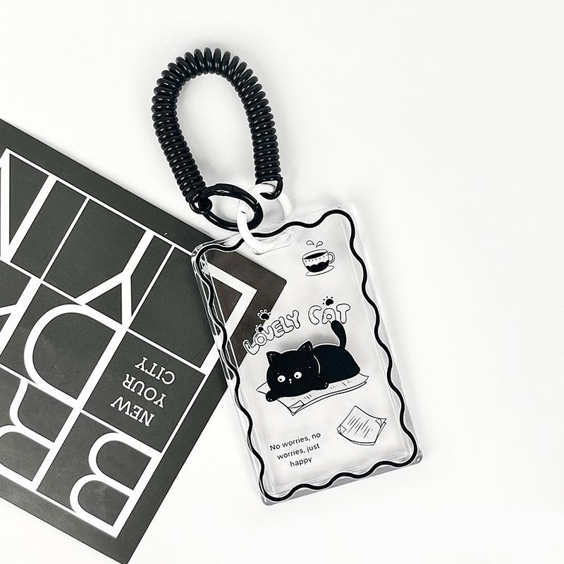 

Kawaii Cat Прозрачный акриловый роскошный держатель для фотокарт Kpop Idol Card Protector Креативная сумка-подвеска для хранения удостоверений личности вуза