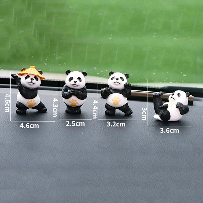 4Pcs/Set Panda Design Car Ornaments Car Center Console Ornaments Office Desk Ornaments Small Car Interior Decoration