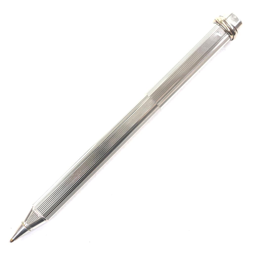 Great Cartier Ballpoint pen Trinity Stripe Cap Style Silver AG925 mens Used