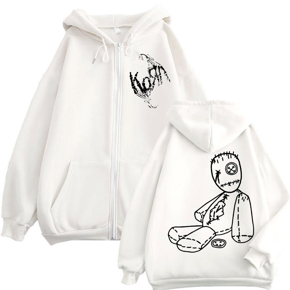 Begränsad Korn Rockband Merch Huvtröjor med dragkedja Musikalbum Tryck Zip-up Träningsjackor Herr Dam Högkvalitativ Mode Pullovers