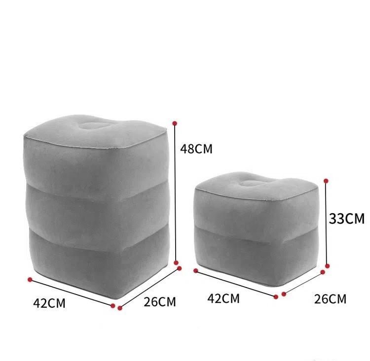 Inflatable Foot Cushion PVC Flocked Three-layer Foot Cushion Long-distance Airplane Travel Footrest Cushion Can Be Changed Layer Inflatable Footstool
