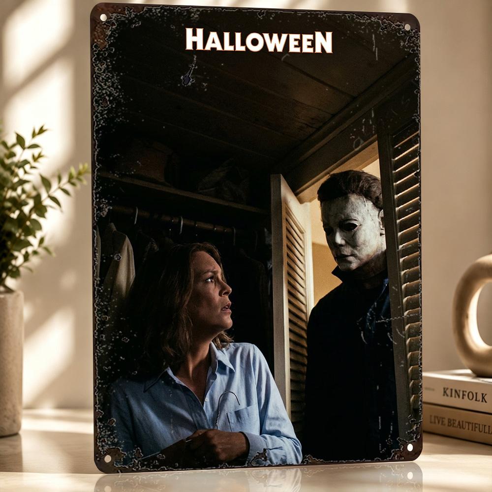 Halloween Movie Featuring Michael Myers D Texture Printed Poster Custom Vintage Metal Tin Plate Sign for Wall Art Decor Luxury