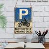 2D Flat, 1pc 7.87x11.81inch Aluminium Sign - "Motorcycle Parking Only" Vintage Distressed Metal Plaque - Wall Decor Reflecting Vintage Style, Ideal