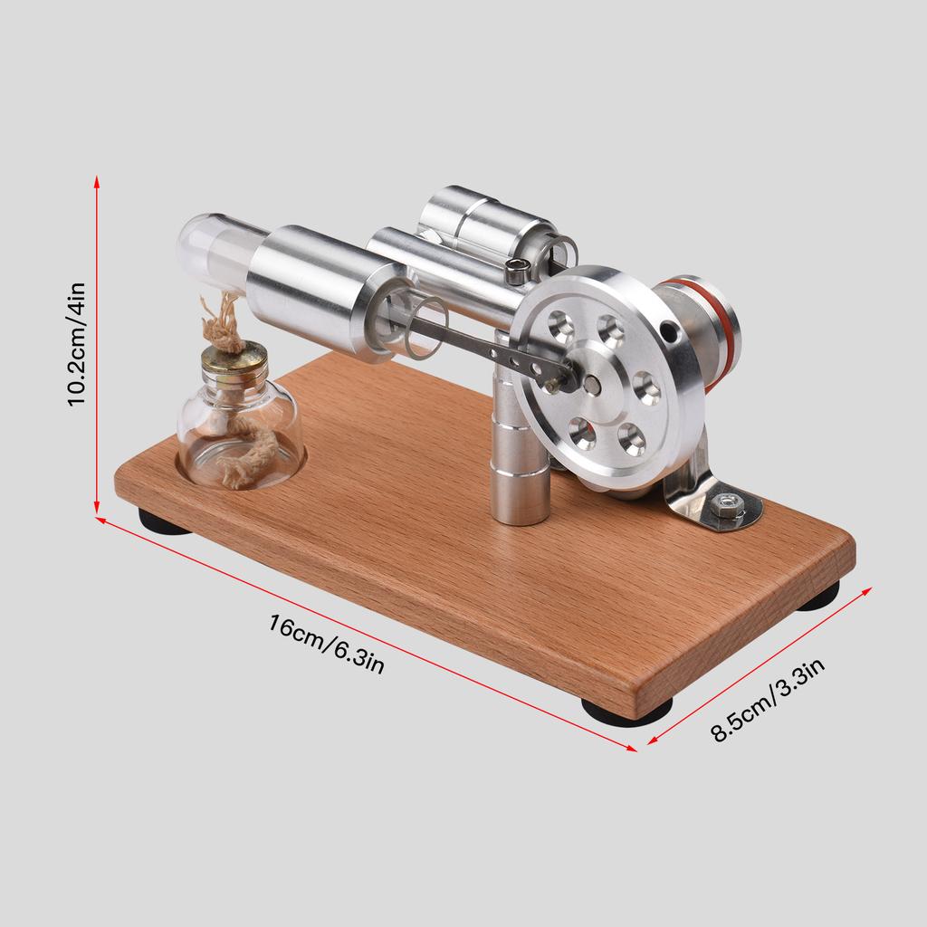 Stirling Engine Kit Electricity Generator Hot Air Motor Model with LED Light Flywheel Design