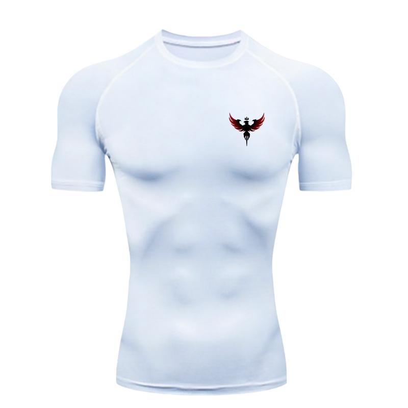 Black Phoenix with Red Wings Men's Sports T-shirt Training Fitness Compression Workout T-Shirt Rashgard Tops T-Shirt