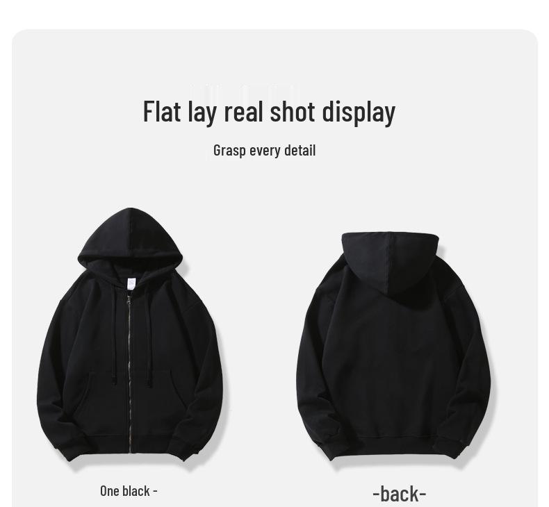 Unisex Volný Střih 380g Těžká Froté Mikina Cardigan s Možností Potisku Loga